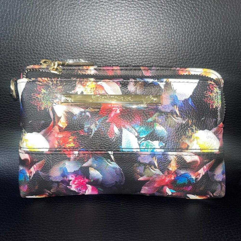 Betsey Johnson Black Multicolor Wristlet Pouch NWT